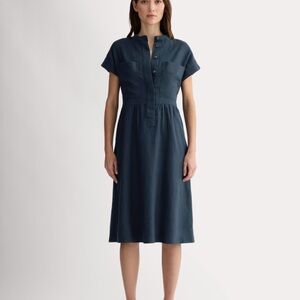 Everlane Craft Dress Navy Blue Linen Shirtdress Size XS New With Tags